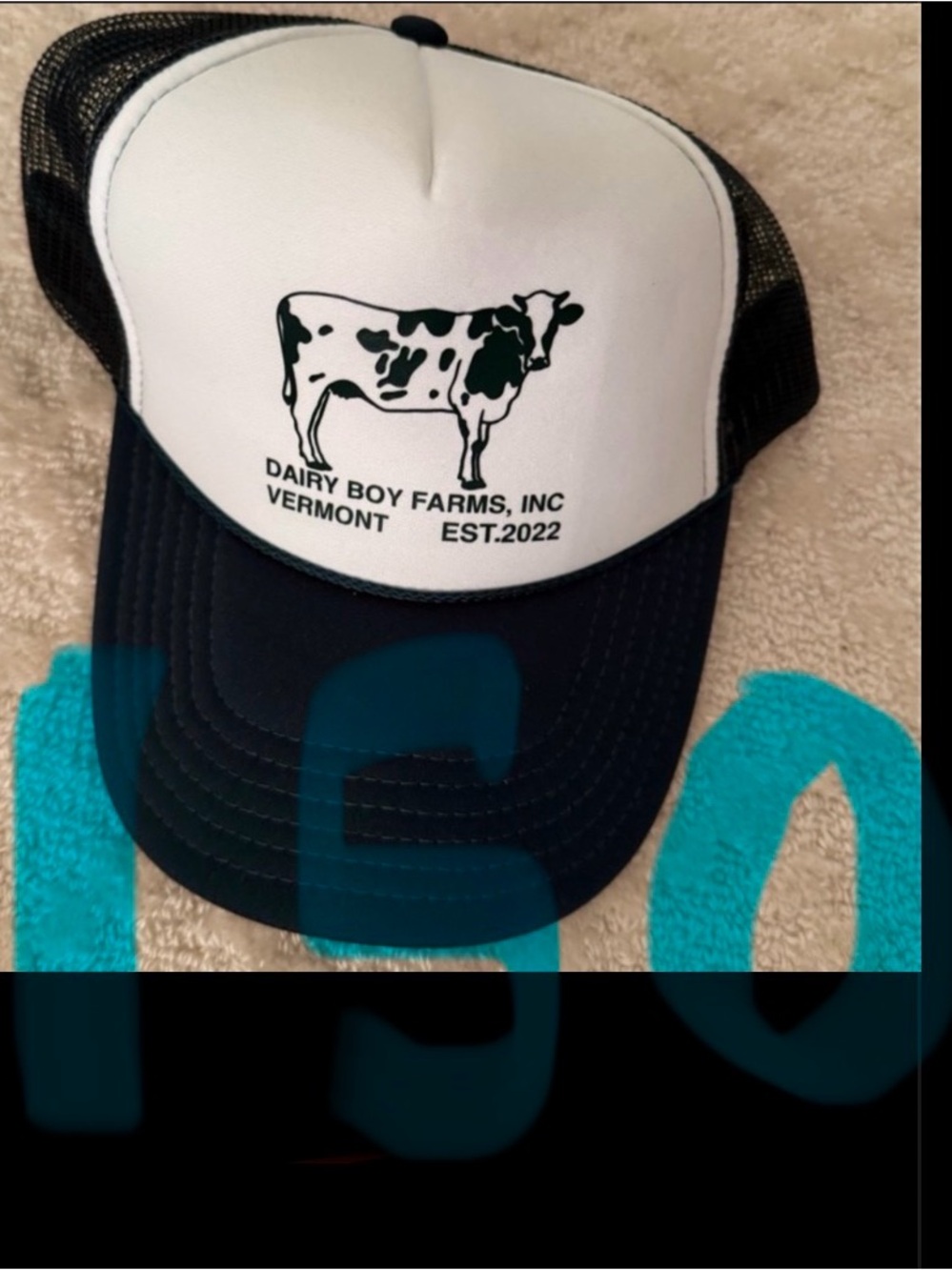 ISO!!! Dairy Boy Farms Vermont Black & White Trucker Hat